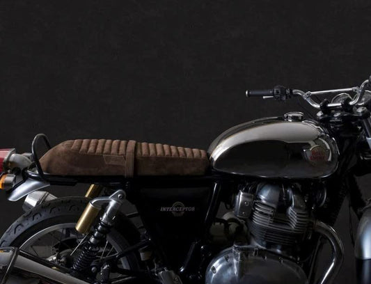 Genuine Leather Touring Seat Compatible with Royal Enfield Interceptor 650  by Trip Machine Company